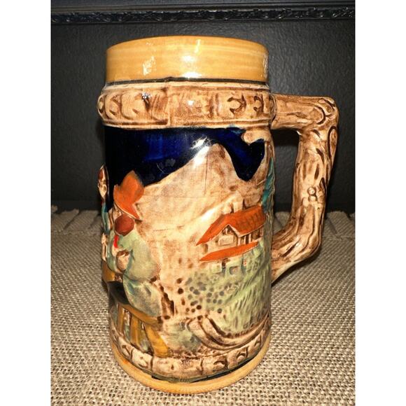 Ceramic Stein 3 Men at Table Beer Handled Drink Drinking Mug Hand Painted Japan - Picture 2 of 10